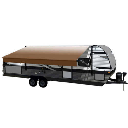 Fade Velarium Dune (tan) Canopy/Roll Tube 20' - Complete Canopy with 12V LED Light, Sewn Seams, Available Lengths from 10' to 22' - RVs, Tailgating, and Outdoor Events with Reliable Coverage
