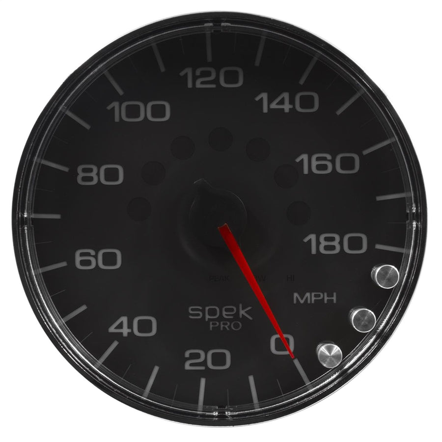 AutoMeter Gauge P230318 Speedometer (Spek-Pro 5", 180 Mph, Elec. Programmable, Black/Chrome, Spek-Pro)