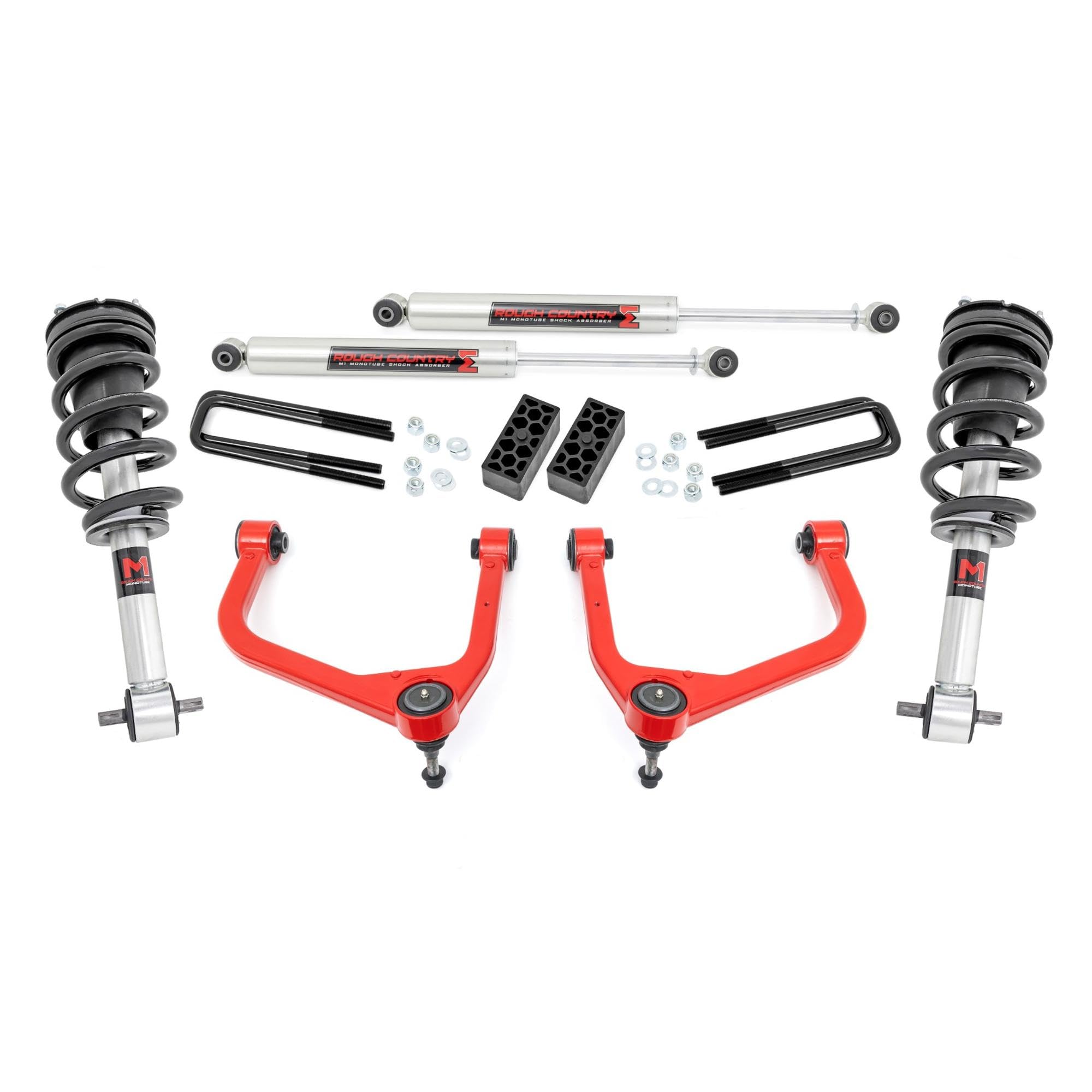 3.5" Rough Country Lift Kit w/M1 Struts for 19-24 Chevy Silverado 1500-29540RED