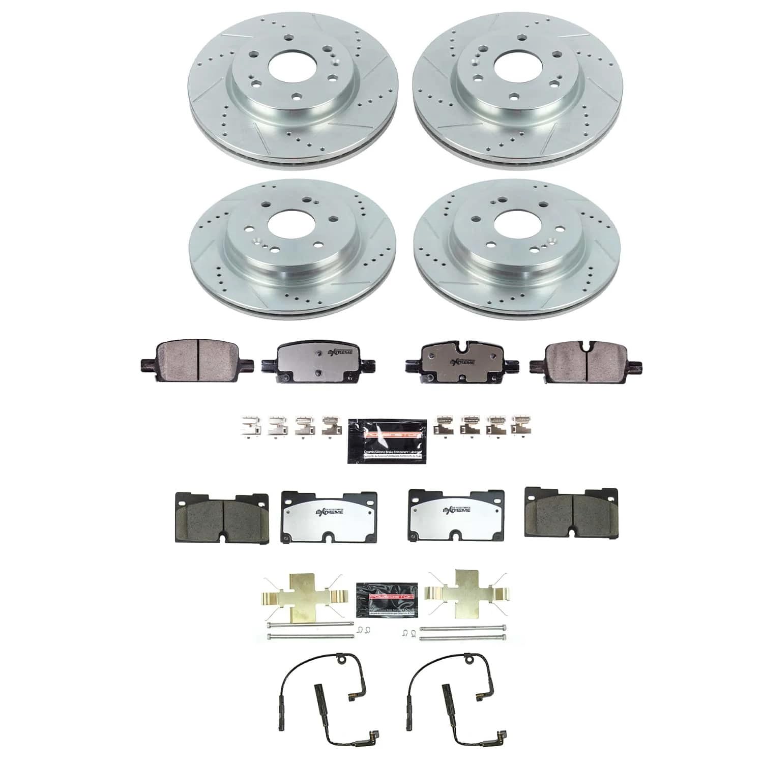 Power Stop Brake Kit Front and Rear For 2021 2022 2023 2024 Cadillac Escalade - Truck & Tow Carbon Fiber Ceramic Pads & Drilled and Slotted Rotors Replacement, K8171-36