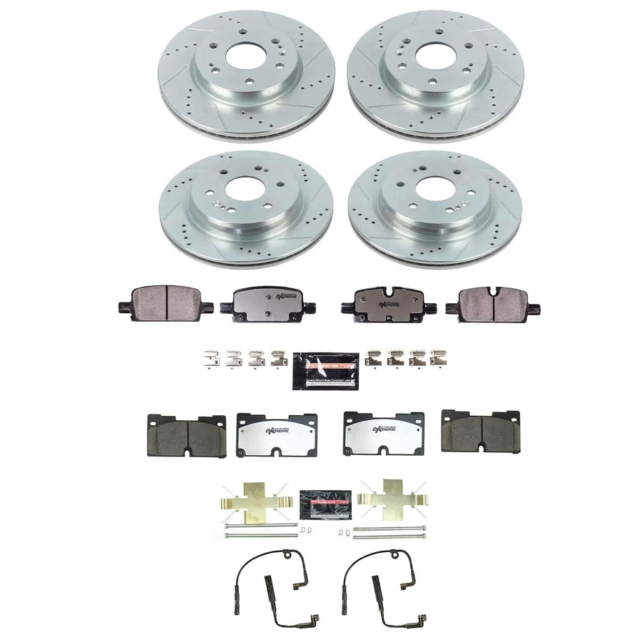 Power Stop Brake Kit Front and Rear For 2021 2022 2023 2024 Cadillac Escalade - Truck & Tow Carbon Fiber Ceramic Pads & Drilled and Slotted Rotors Replacement, K8171-36