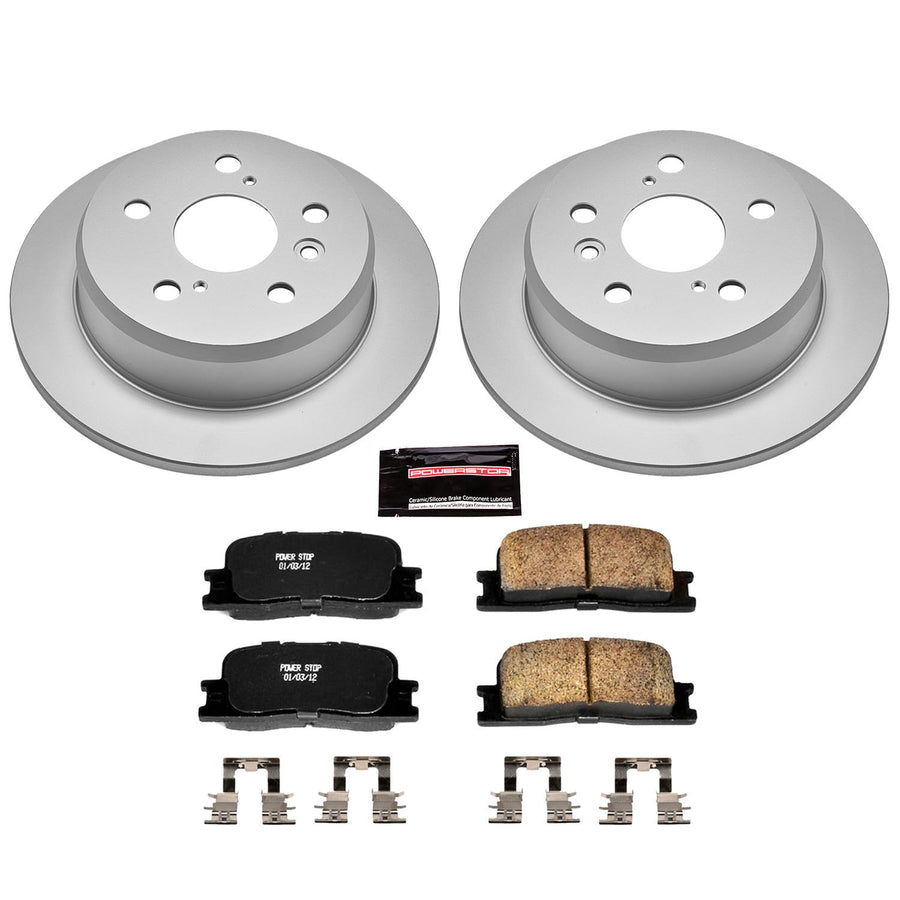 Power Stop Coated Brake Rotor & Ceramic Brake Pads CRK2418- rear For Lexus ES300 2002-2003, Lexus ES330 2004-2006, Toyota Camry 2002-2006 [Model Specific]