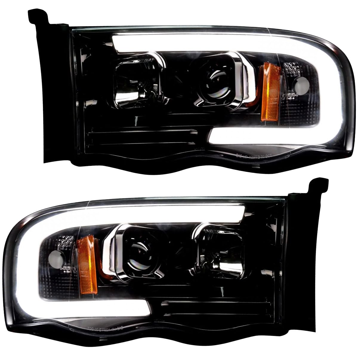 RECON - Premium Ultra Bright Projector Headlights Fits 2002-2005 Dodge RAM (1500, 2500, 3500) OLED Halos & DRL - Smoked Lens