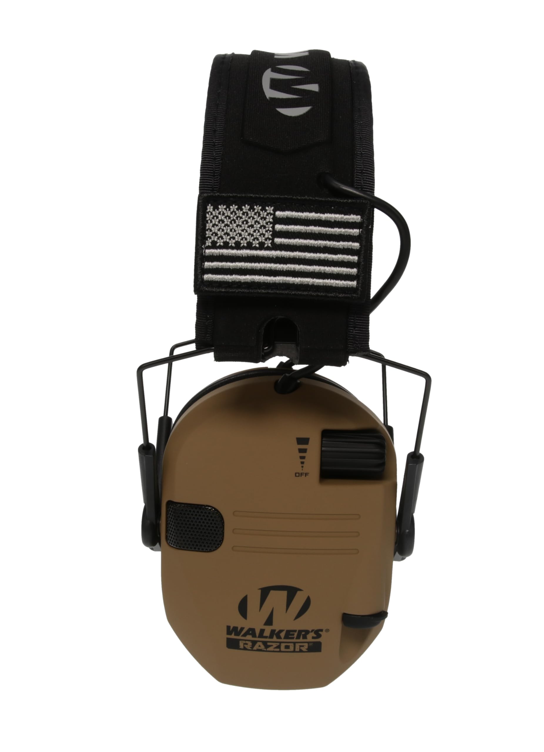 Walker's Razor Slim Ultra Low Profile Compact Design Adjustable Hearing Protection Range Shooting Hunting Electronic Earmuffs, Battle Brown - Patriot Series
