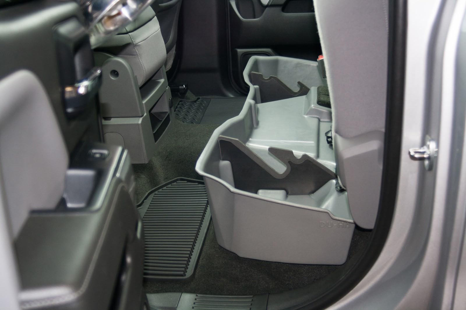 Under Seat Storage DuHa 10304 fits 2014-2019 Chevy Silverado/GMC Sierra Double Cab Classic Style Body |Black Heavy-Duty Back Seat Organizer | Includes Dividers