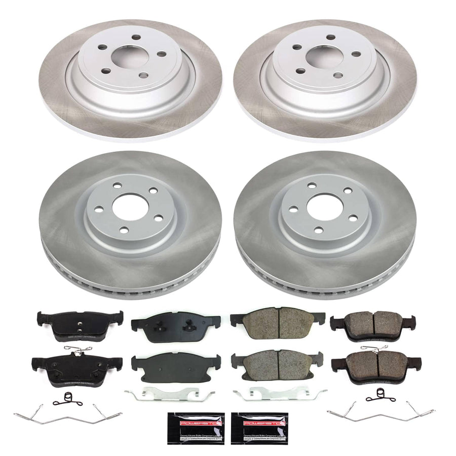 Power Stop Front and Rear Brake Kit SC8976 With Semi-Coated Brake Rotors and Ceramic Brake Pads & Hardware For Lincoln Continental 2017-2020 [Application Specific]