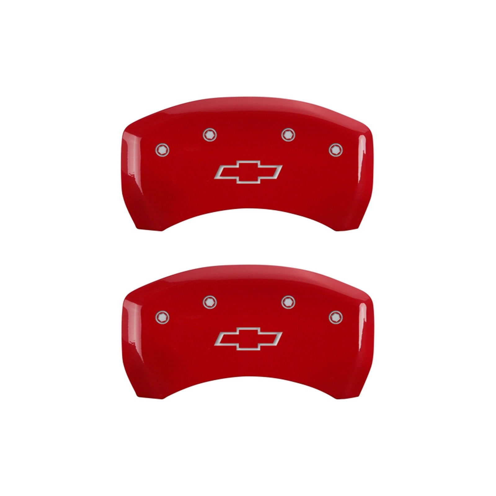 MGP Caliper Covers 'Bowtie' Engraved Caliper Cover 14235SBOWRD with Red Powder Coat Finish, (Set of 4)