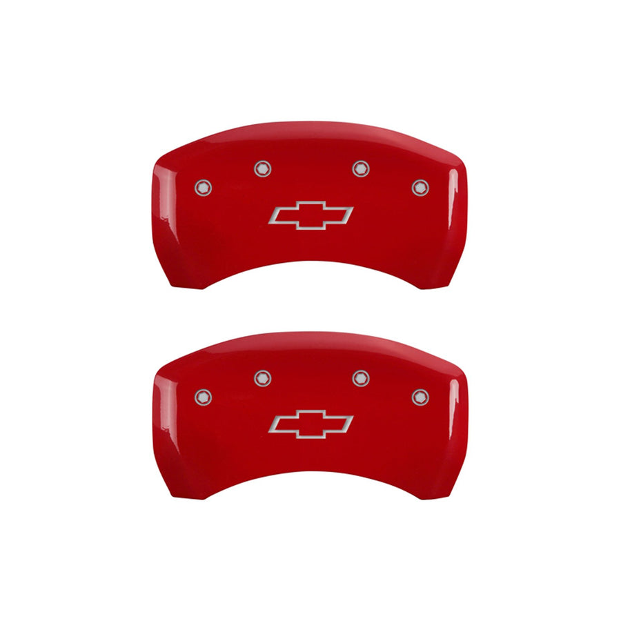 MGP Caliper Covers 'Bowtie' Engraved Caliper Cover 14235SBOWRD with Red Powder Coat Finish, (Set of 4)
