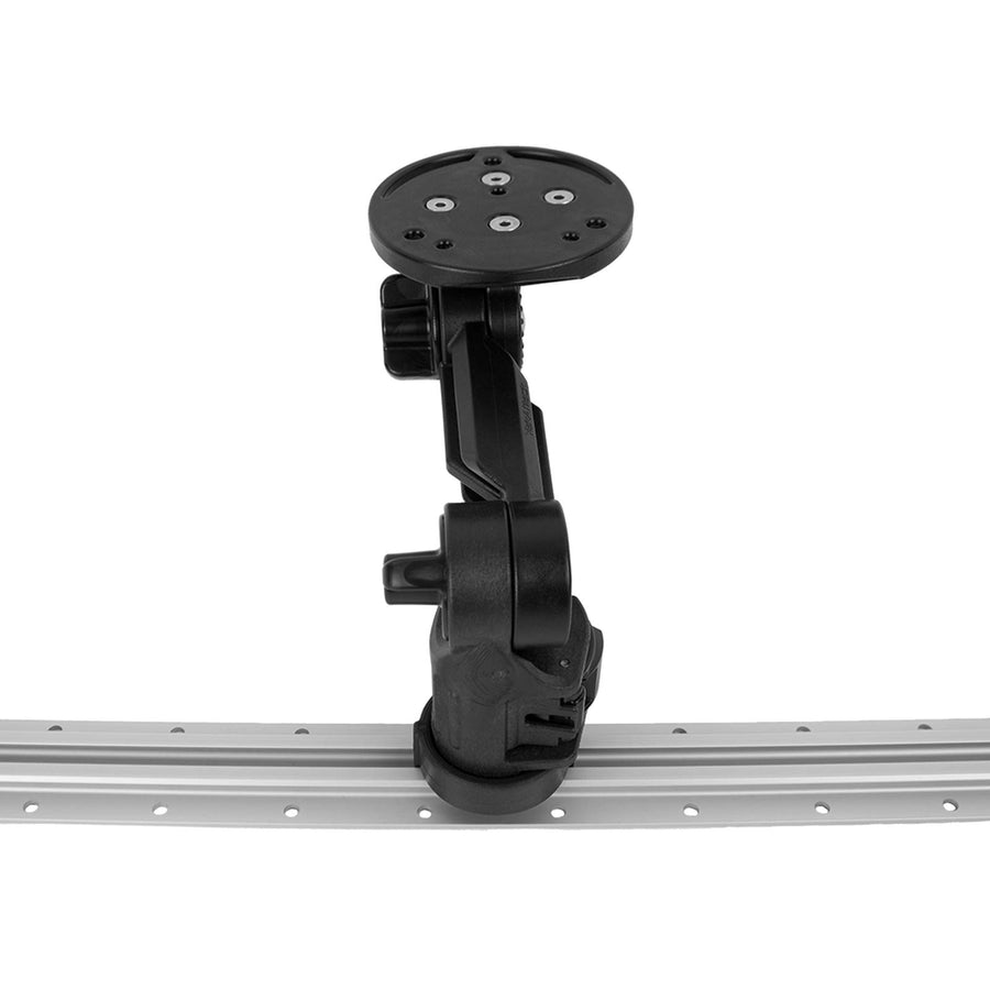 Round Base YakAttack Fish Finder Mount | Kayak Track Mount | Fits Garmin Striker 4 & Raymarine Dragonfly 7 Pro | Secure Kayak Rail Mount | Works with GearTrac & MightyMount | Hardware Included