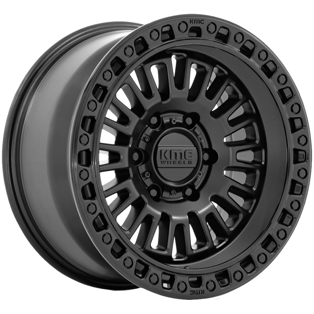 KMC 17X8.5 AZTEC 6X5.54.75 0mm MATTE BLACK W/GLOSS BLACK LIP - KM554MB17856800