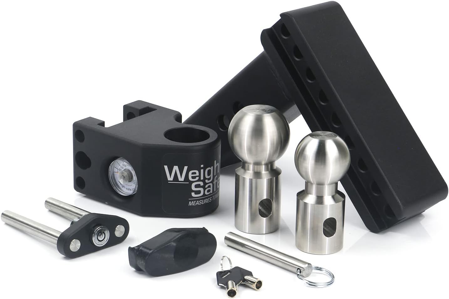 Weigh Safe Adjustable Hitch Ball Mount Trailer - 6" Adjustable Drop Hitch for 2.5" Receiver - Premium Heavy Duty Steel Trailer Tow Hitch with Built in Weight Scale for Anti Sway - 22,000 GTW
