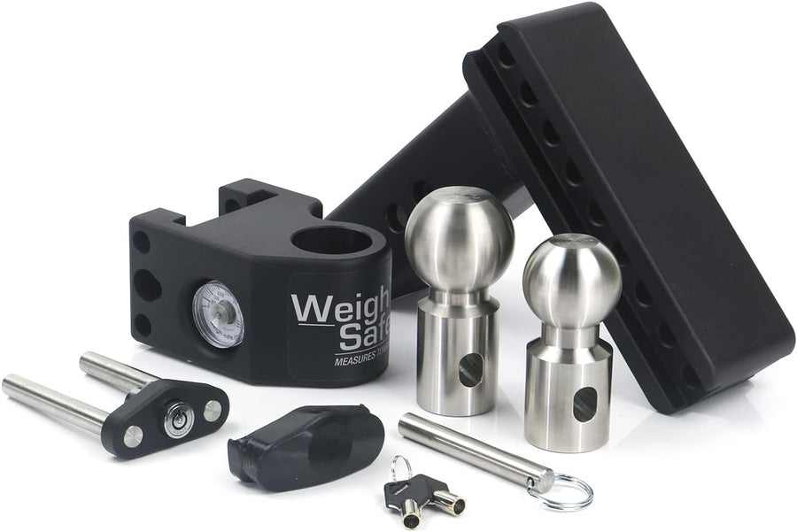 Weigh Safe Adjustable Hitch Ball Mount Trailer - 6" Adjustable Drop Hitch for 2.5" Receiver - Premium Heavy Duty Steel Trailer Tow Hitch with Built in Weight Scale for Anti Sway - 22,000 GTW