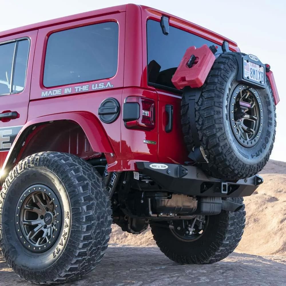 Rigid Rear Shorty Bumper Rock Slide with Shackle Points - Black Powdercoat