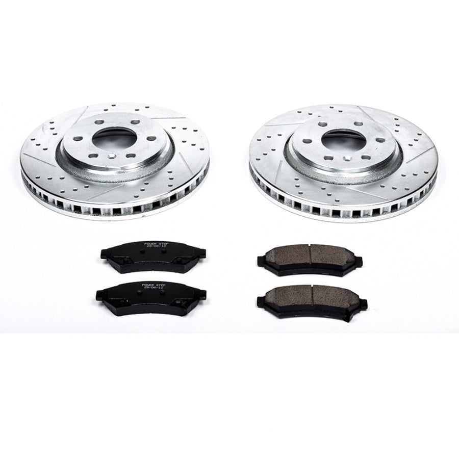 Power Stop K4602 Z23 Carbon Fiber Brake Pads with Drilled & Slotted Brake Rotors Kit For Buick Terraza, Chevrolet Uplander, Pontiac Montana, Saturn Relay [Model Specific]