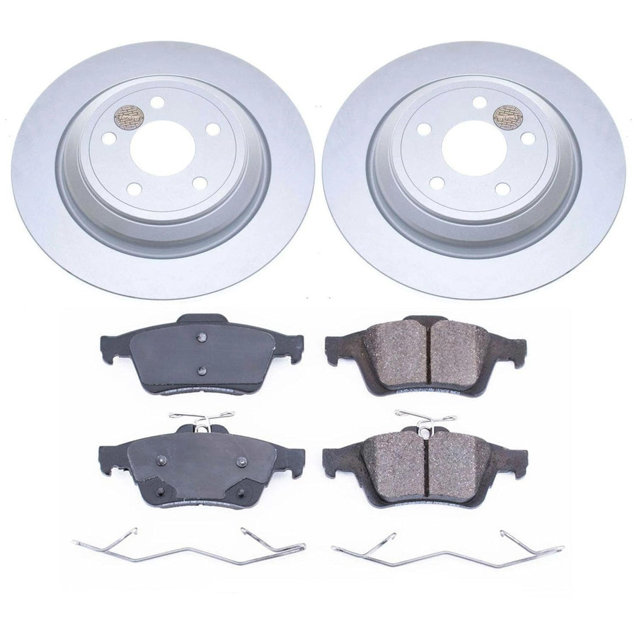 Coated Brake Rotor and Ceramic Brake Pads Power Stop CRK7320- Rear For Ford Focus 2016-2018 [Model Specific]