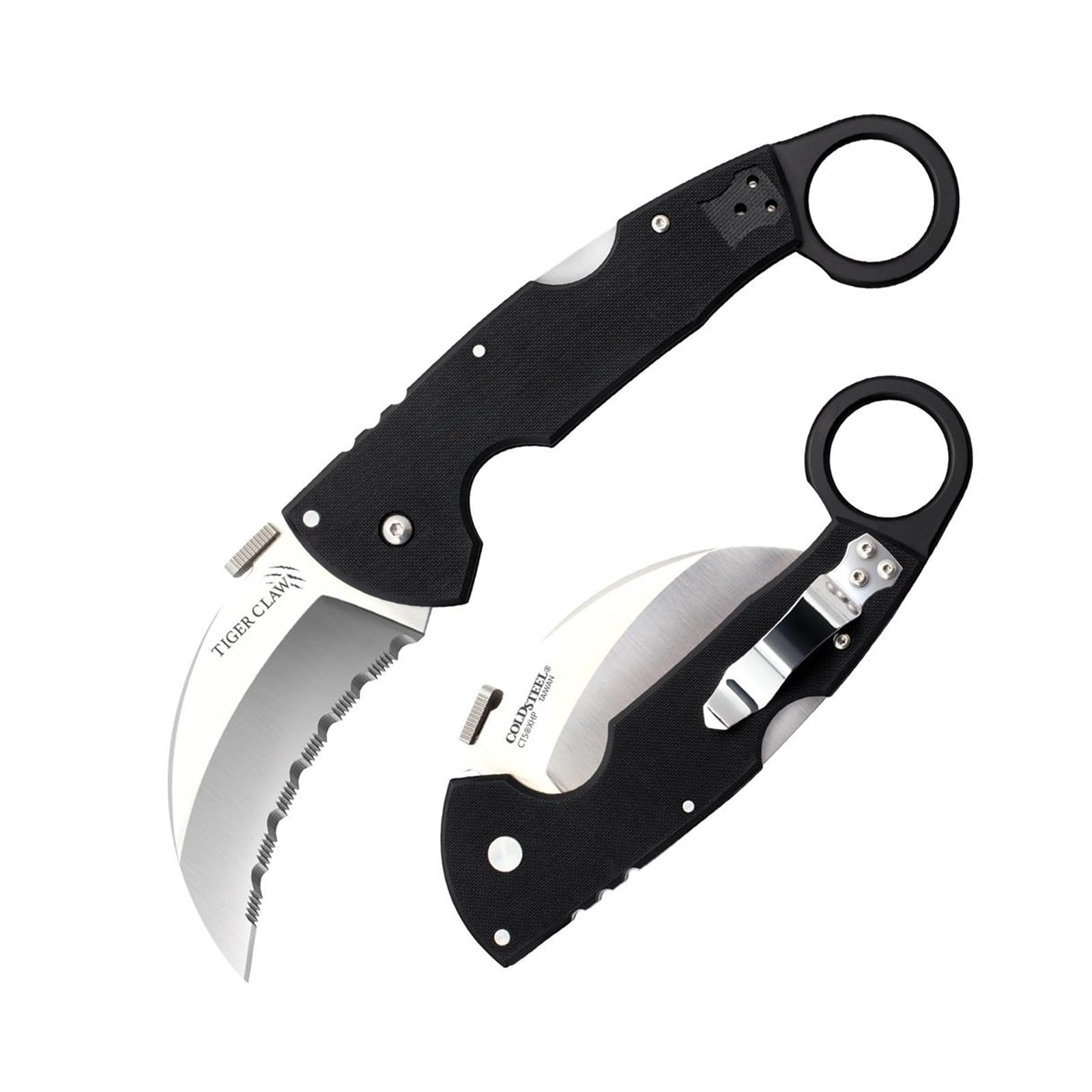 Cold Steel 3" Tiger Claw S35VN Razor-Sharp Serrated Blade 6" Easy-to-Grip G-10 Handle EDC Tactical Folding Knife with Tri-Ad Lock