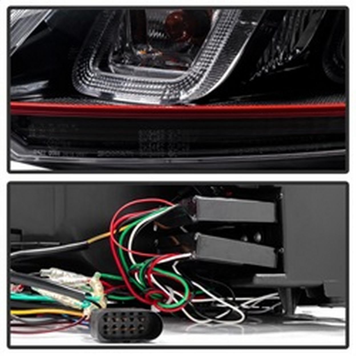 Volkswagen Golf/GTI 10-13 Spyder 5082046 Version 3 Projector Headlights - Halogen Model Only (Not Compatible With Xenon/HID Model) - Dual U DRL - Black