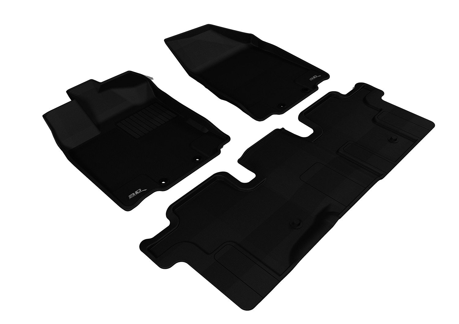 Kagu 3D MAXpider Custom Fit Floor Mat (Black) Compatible with Infiniti QX60 2014-2020 / JX 2013 - First & Second Row