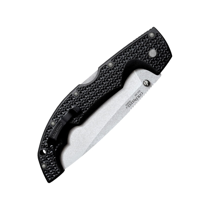 Cold Steel Drop Point Extra Large Voyager / 12 1/4" Overall / 5 1/2" Blade / 4MM Thick / 6 3/4" Long GRIV-EXHANDLE / AUS10A Steel/Ambi Belt Clip/Blister Packed,Black