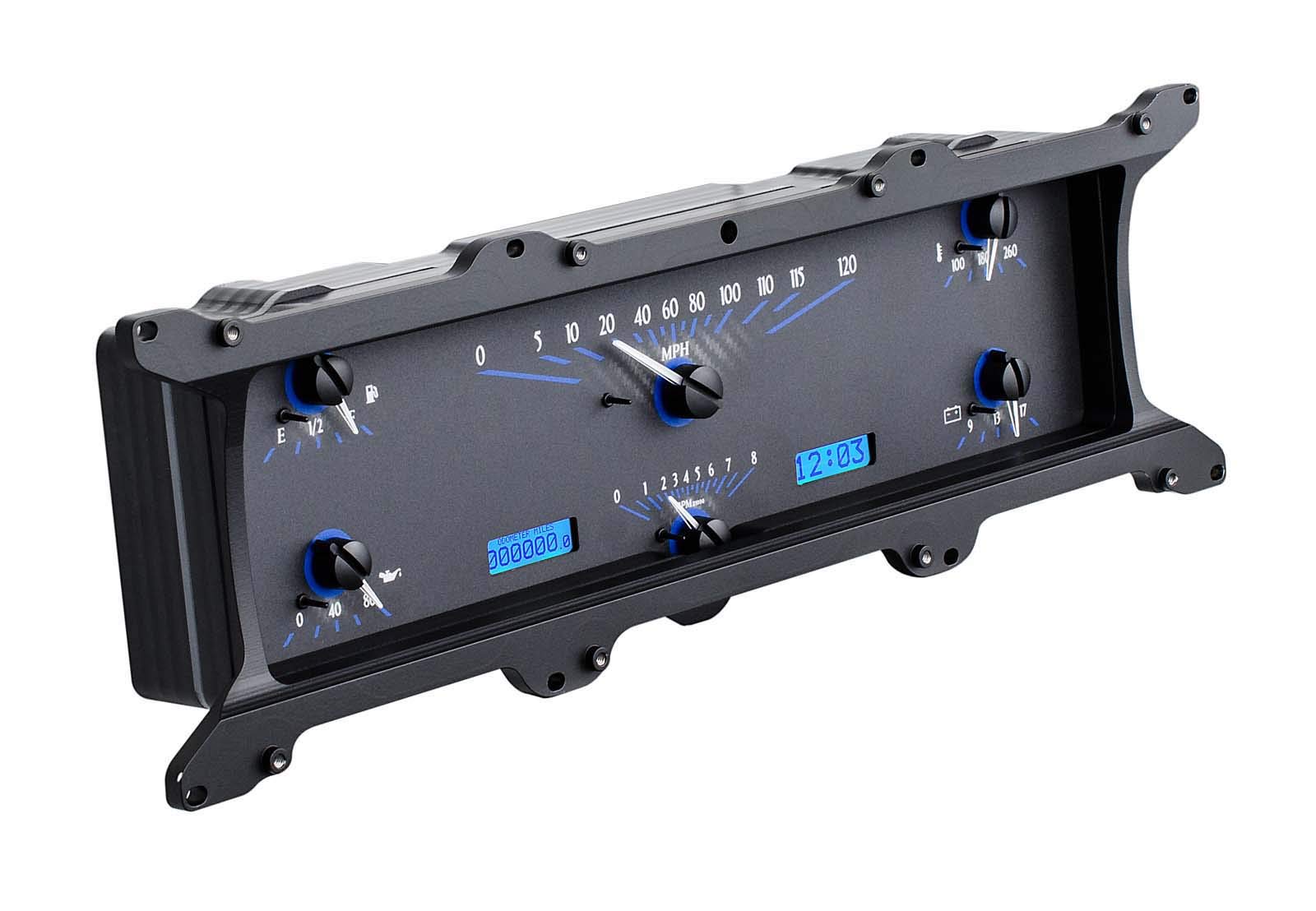 VHX-67F-PU-C-B Dakota Digital Compatible with 1967-72 Ford Pickup Truck VHX Analog Gauge System with Carbon Fiber Style and Blue Backlighting