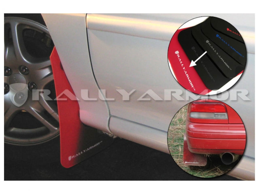 Rally Armor Red, White MF2-UR-RD/WH Mud Flap with Logo (1993-2001 Subaru Impreza UR), 1 Pack