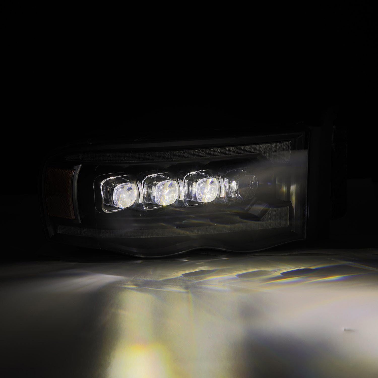 NOVA LED Proj Headlights AlphaRex 02-05 Dodge Ram 1500 Plank Style Blk w/Activ Light/Seq Signal