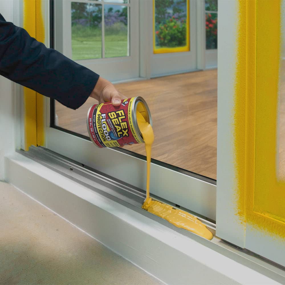 Flex Seal Liquid, 28 oz Flood Protection, Waterproof Rubberized Liquid, Removable, Use on Windows, Doors, Garage Doors, Seams, Casings, Thresholds, Conduits, Vents, Ducts, and More