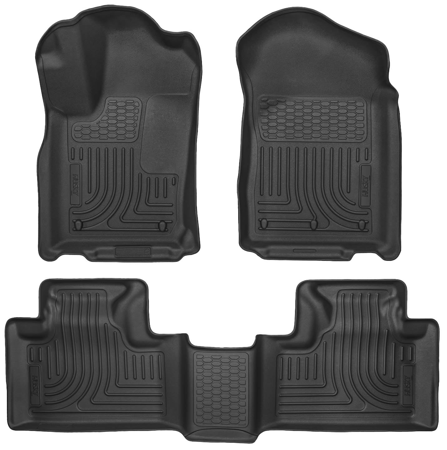 Husky Liners Floor Mats Weatherbeater | Fits 2011 - 2015 Dodge Durango & Jeep Grand Cherokee | Front & 2nd Row, 3-pc Black - 99051