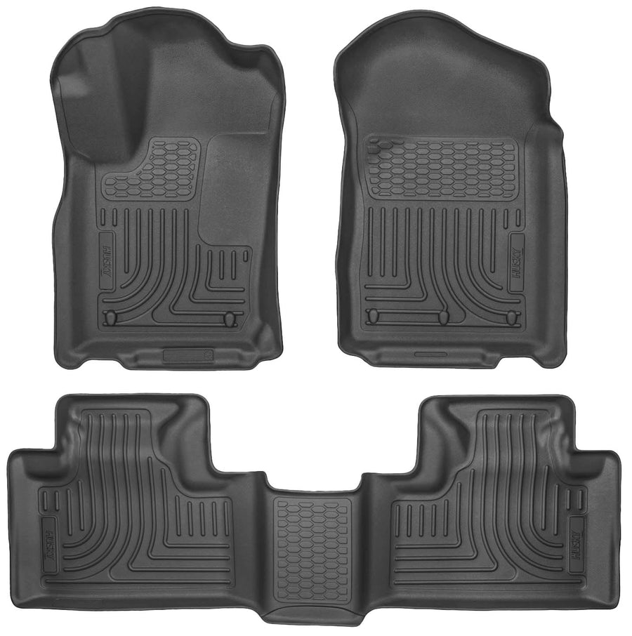 Husky Liners Floor Mats Weatherbeater | Fits 2011 - 2015 Dodge Durango & Jeep Grand Cherokee | Front & 2nd Row, 3-pc Black - 99051