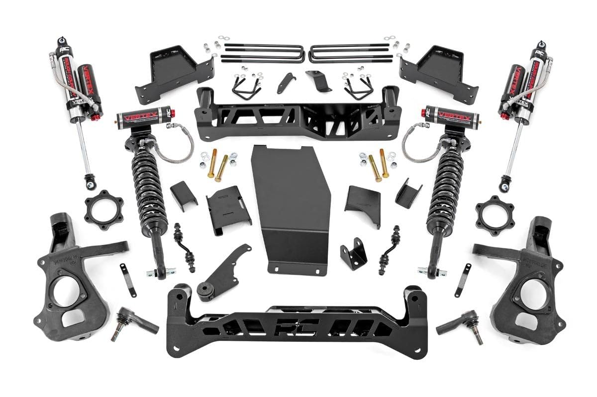 7" Lift Kit Rough Country with Vertex Coilovers/Vertex Shocks for Chevy Silverado & GMC Sierra 1500 (2014-2018 w/Stock Cast Steel Control Arms)