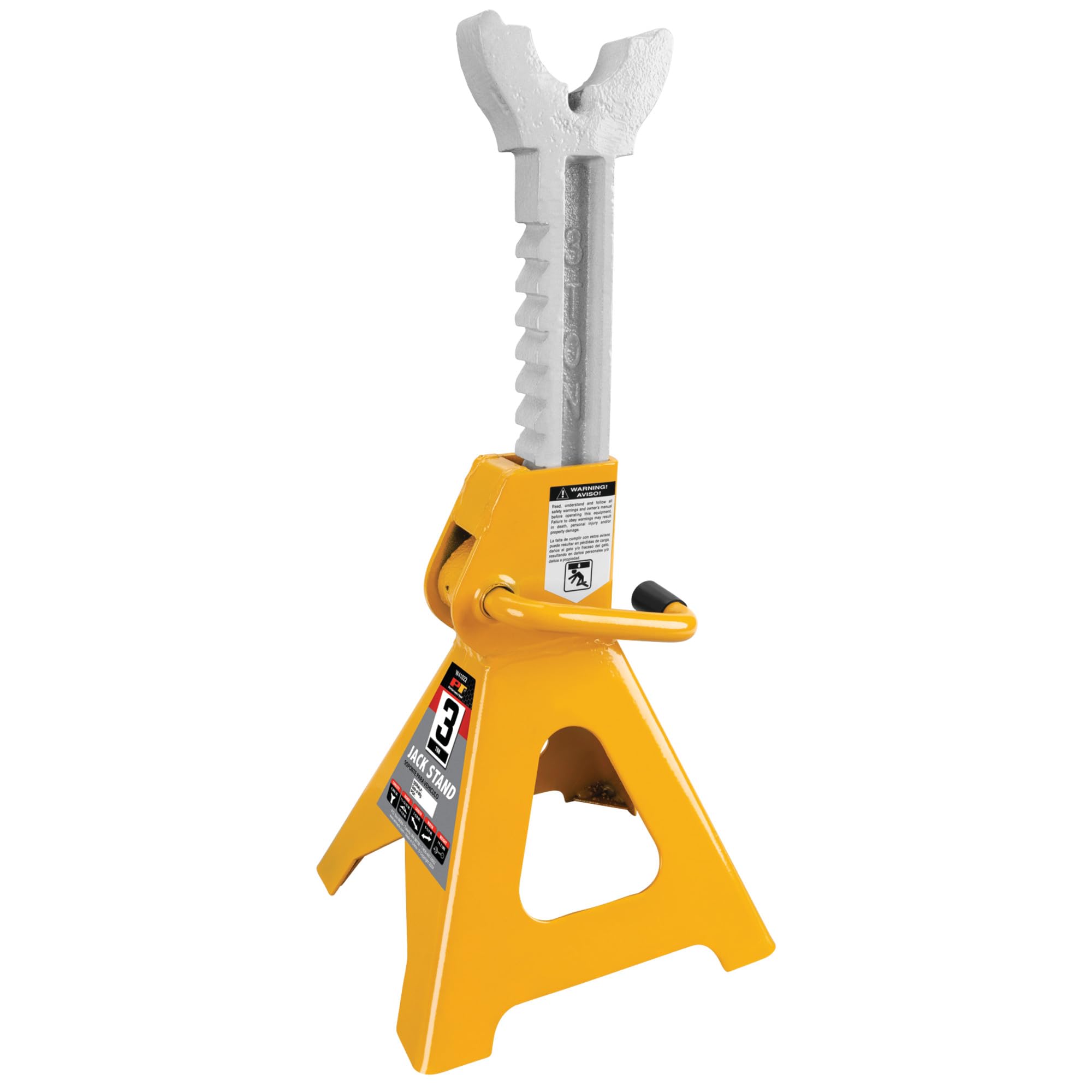 W41022 Performance Tool Ratchet Style Jack Stand Set for Lifting Vehicles During Maintenance, Yellow, 3-Ton