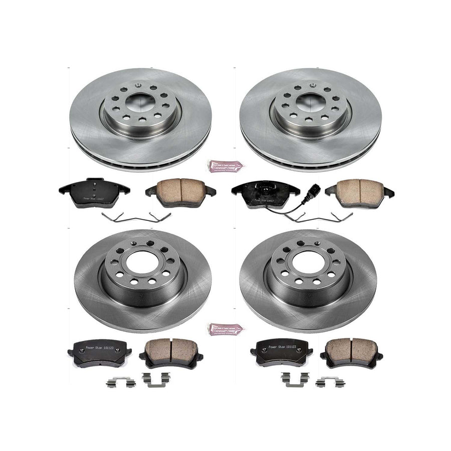 Power Stop Autospecialty KOE7836 Front and Rear Replacement Brake Kit-OE Brake Rotors & Ceramic Brake Pads For Volkswagen CC 2009-2017 [Model Specific]