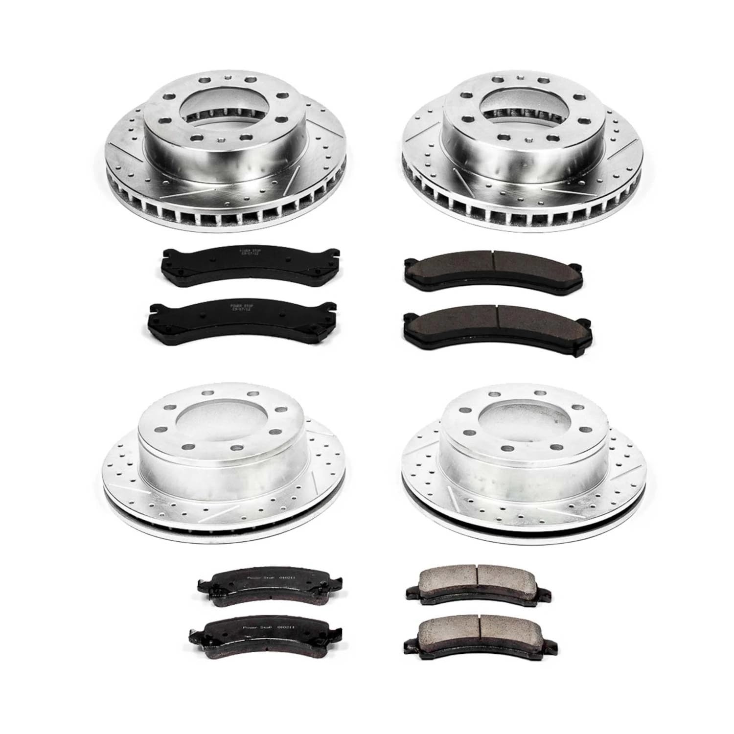 Power Stop K2029 Z23 Carbon Fiber Brake Pads Front and Rear with Drilled & Slotted Brake Rotors Kit For Chevrolet Express 2500 2006-2016, GMC Savana 2500 2006-2016 [Model Specific]
