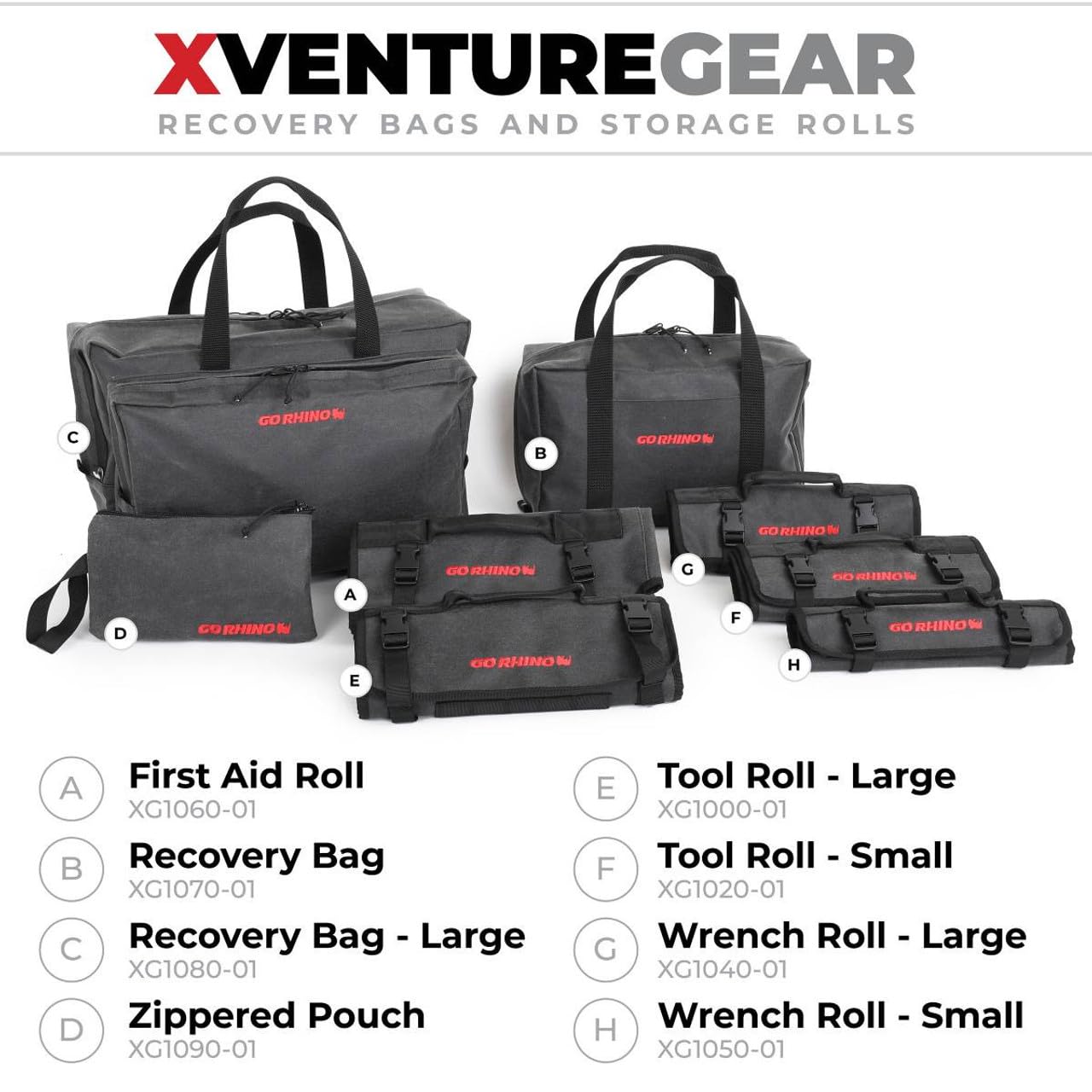 First Aid Roll Go Rhino | Open: 14 3/4" x 34 1/2" & Closed: 6 3/4" x 14 3/4" | XG1060-01