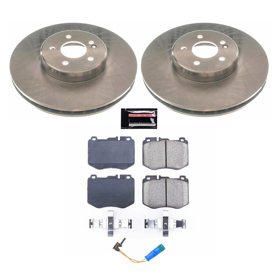 Power Stop Autospecialty KOE8073 Front Brake Kit-OE Brake Rotors & Ceramic Brake Pads and 1 Front Sensor Wire