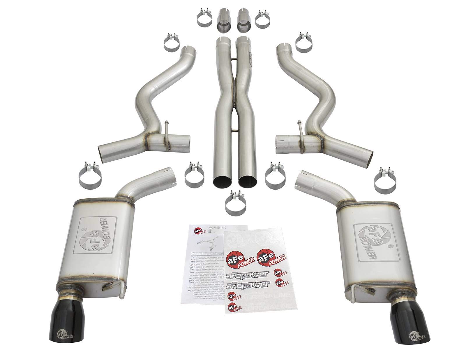 aFe Power Mach Force-Xp 49-33072-1B 3in 304 Stainless Steel Cat-Back Exhaust System with Black Tip, 1 Pack