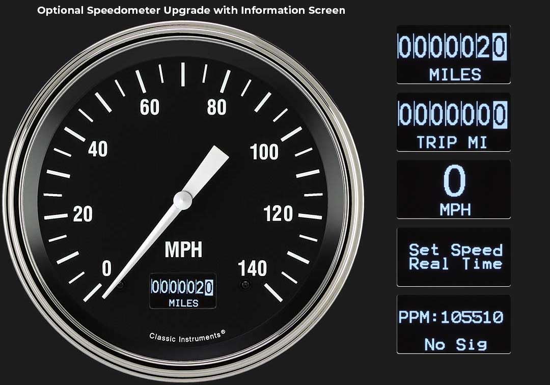 Classic Instruments Hot Rod CT54HR52-LS Chevy TRK Direct Fit Gauge Package LS Swap 4 5/8" Speedometer and Quad Gauge Fits 1954-1955 Chevy Truck