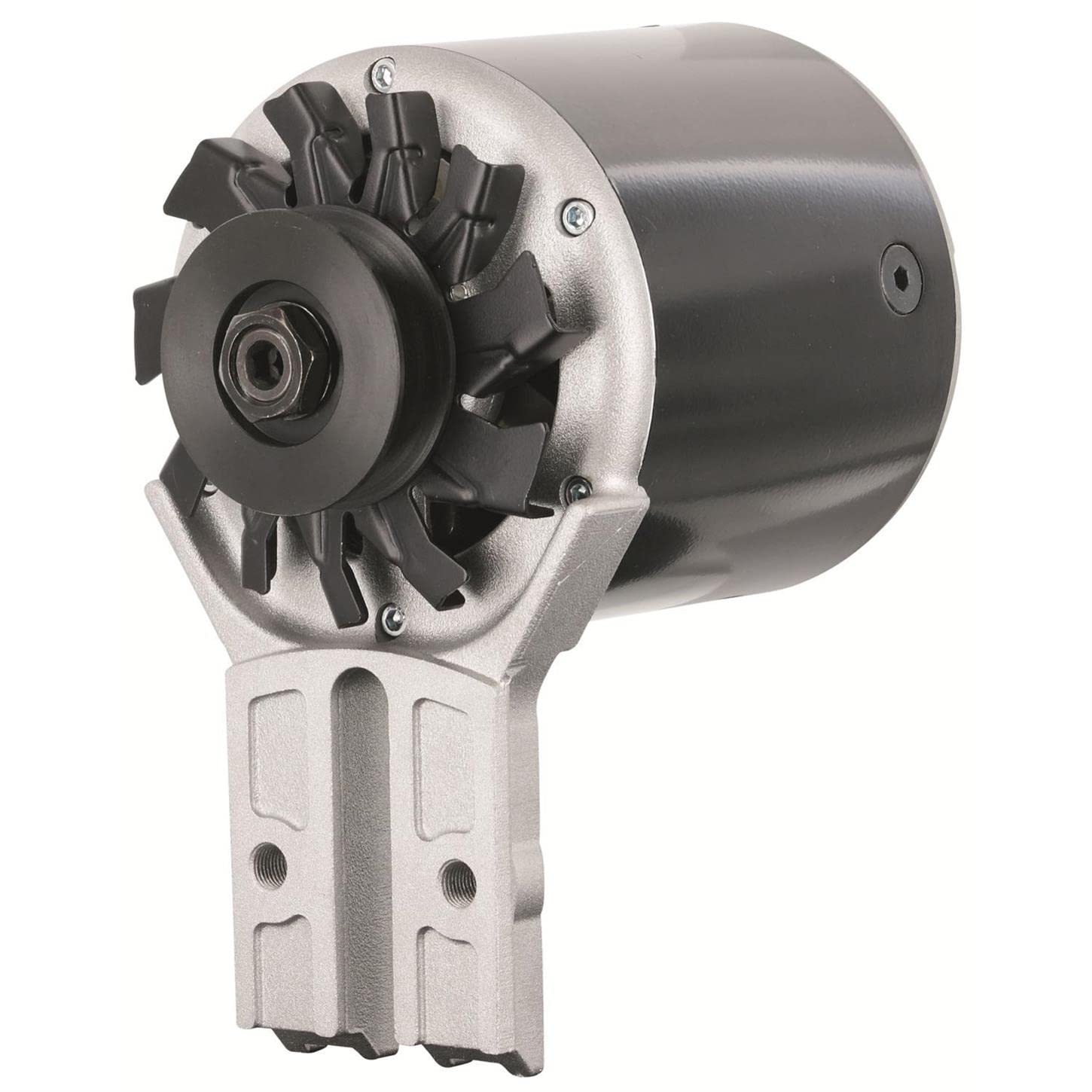 Alternator Powermaster 82013-2 Black (PowerGEN Flat Head Front Mating '39-'48 90A 12V with Lamp Term "Shorty")