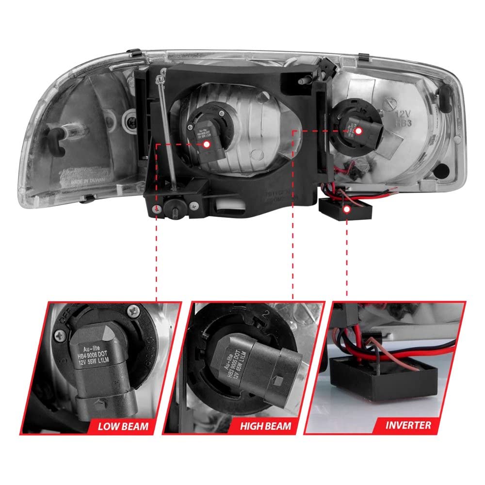 99-17 GMC Sierra/Denali ANZO Headlights Chrome Amber (w/C Light Bars)