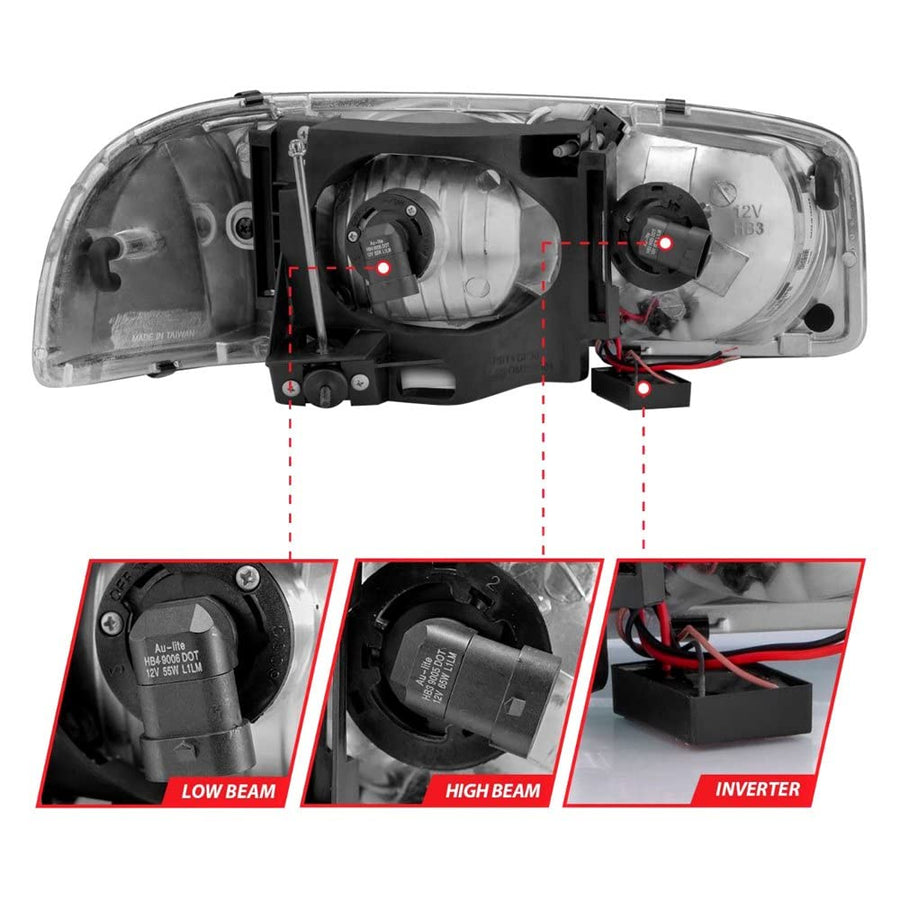 99-17 GMC Sierra/Denali ANZO Headlights Chrome Amber (w/C Light Bars)