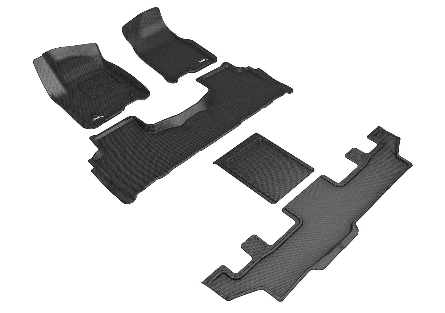 3D MAXpider Kagu Custom Fit Floor Mat (Black) Compatible with GMC Yukon XL 7-Seat 2021-2026 - Full Set