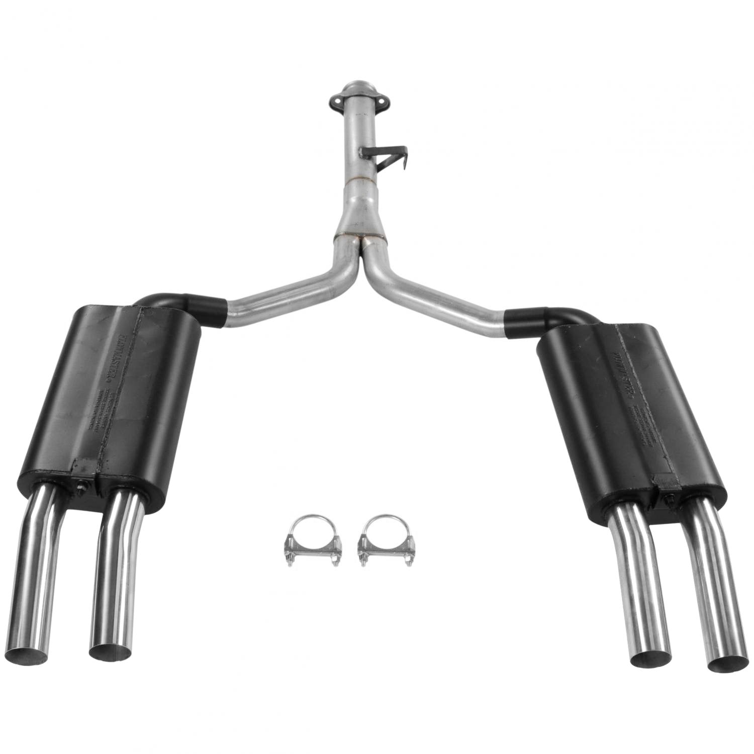 Flowmaster Force II 17153 Cat-Back Exhaust Kit 2.5 Inch Aluminized Steel Quad 2.5 Inch Brushed 304 Stainless Steel Tips Compatible with 1986-1990 Chevy Corvette 5.7L