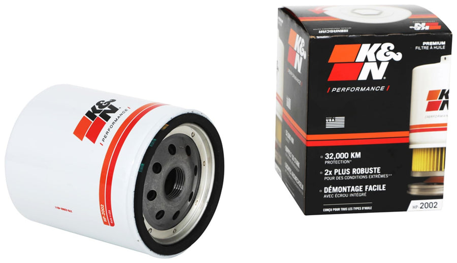 K&N Oil Filter Premium: 20,000 Mile Engine Protection with Wrench Off Nut: Compatible with Select CHEVROLET/PONTIAC/BUICK/CADILLAC Vehicle Models (See Product Description for Select Models), HP-2002
