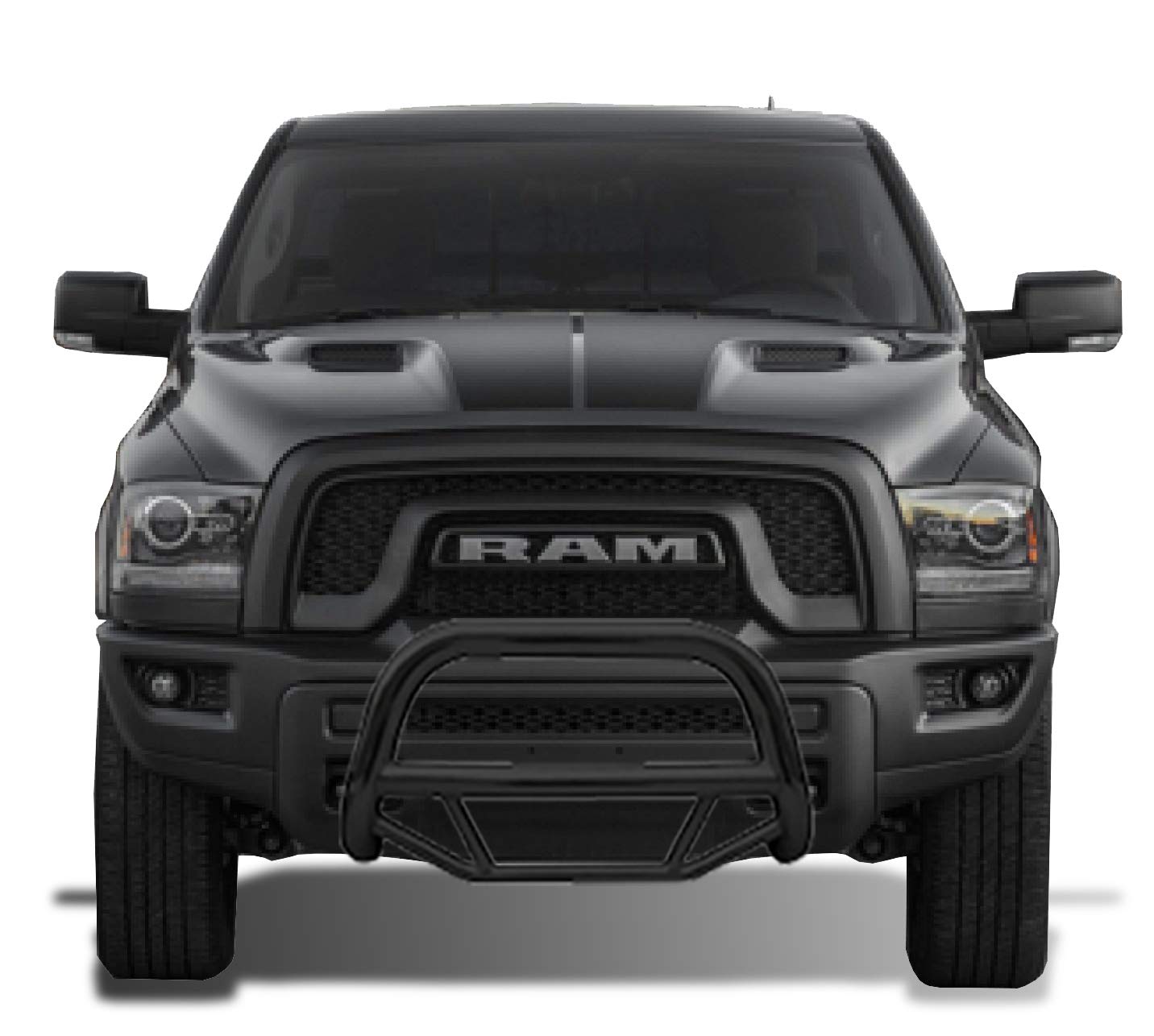 Max T Black Horse Bull Bar Textured Black Compatible with 2019-2023 Ram 1500-MBT-MR1512