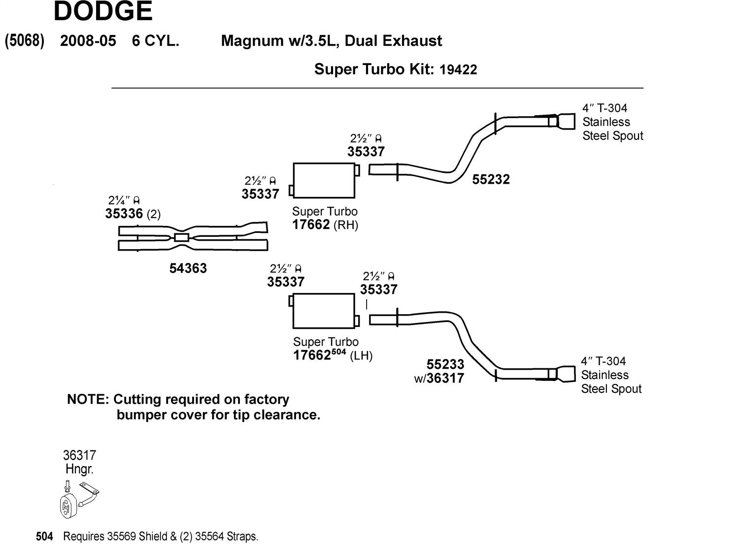 Exhaust System Hanger Dynomax 36317 for Dodge Charger
