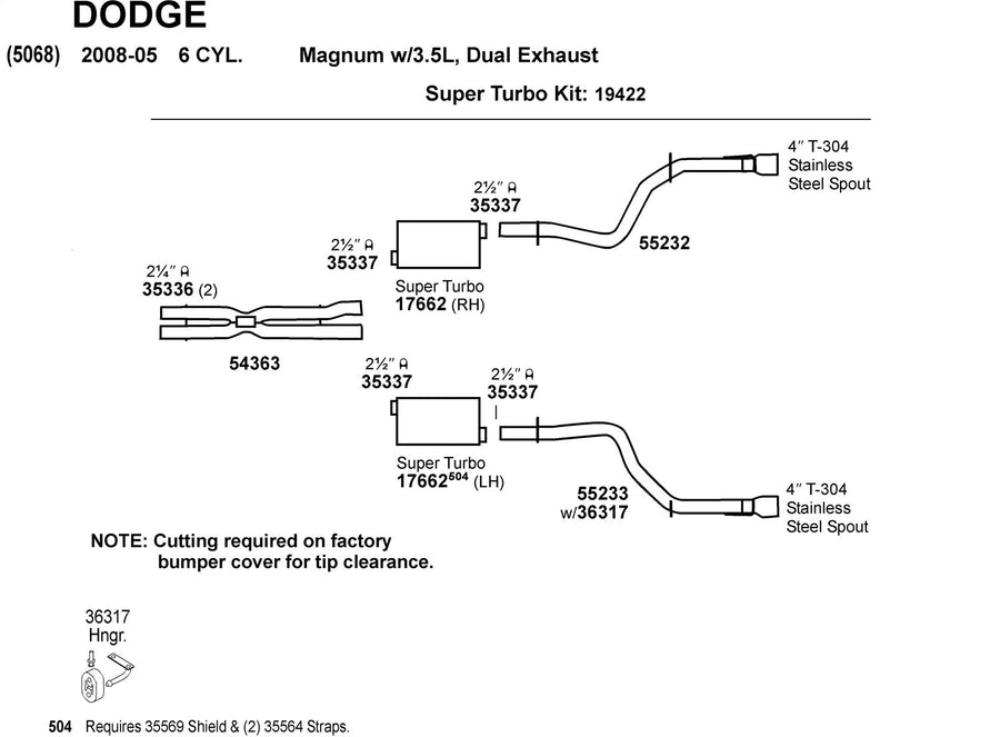 Exhaust System Hanger Dynomax 36317 for Dodge Charger
