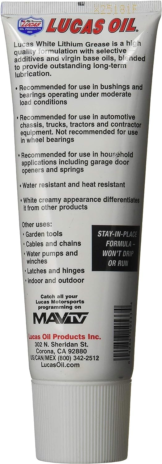 White Lithium Lucas Oil Grease 8 Oz. Tube