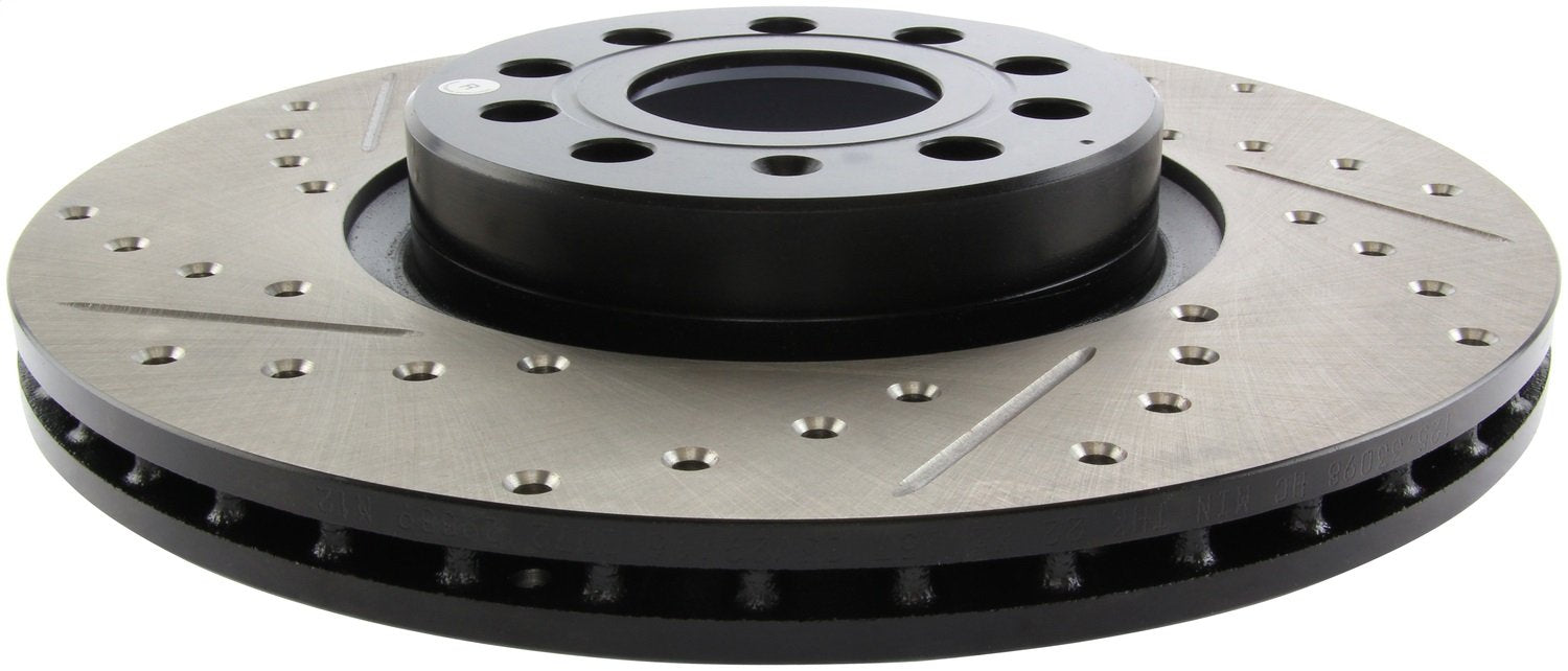 StopTech Automotive Replacement 127.33098R Front Right Drilled and Slotted Disc Brake Rotor Fits Select Audi A1/A3/Q2, Seat Aleta/Ateca, Volskwagen Beetle/Bora/Tiguan