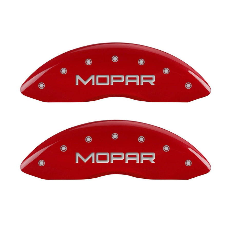 Caliper Covers MGP Compatible with 2011-2018 RAM 2500 & 3500 (Requires 18"+ Wheels) Powder-Coated Finish, 4 PCS Front and Rear (Red - Mopar Engraving)