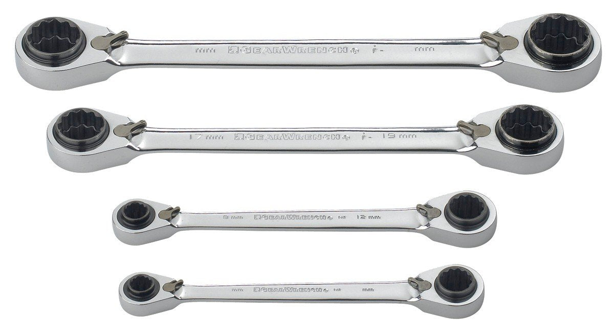 12 Pt. GEARWRENCH QuadBox™ Reversible Ratcheting Wrench Set, Metric - 85215 4 Pc.